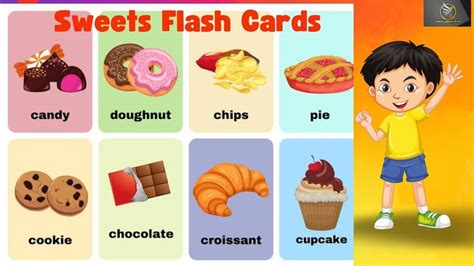 sweets Flash cards || Variety of sweets flash cards for kids || learning videos | Kids learning ...