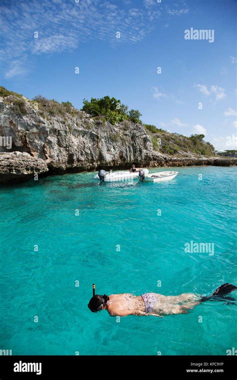 EXUMA, Bahamas. Snorkeling and exploring around and inside the Thunderball Cave Stock Photo - Alamy