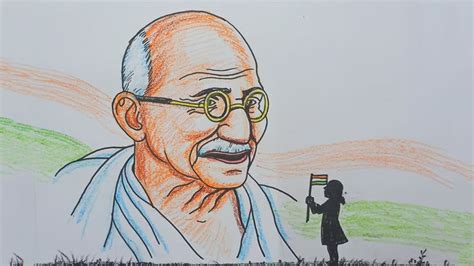 Mahatma Gandhi | easy drawing step by step for beginners | Easy ...