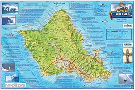 Oahu Hawaii Surf Guide Surfing Map Franko Maps Laminated Poster in ...