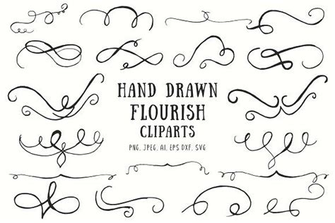 20+ Flourish Hand Drawn Cliparts | How to draw hands, Drawing clipart ...