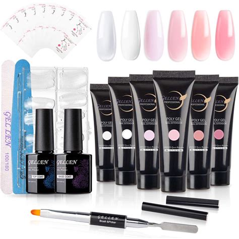 Gellen Poly Nail Gel Extension Kit - 20g 6 Colors Clear White Pinks - Walmart.com - Walmart.com