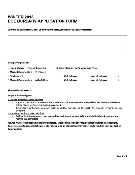 Student Bursary Application Sample Form Free Download