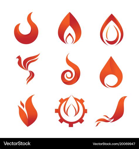 Fire flames element emblem symbol set Royalty Free Vector