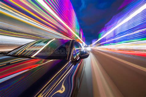 Night city drive by car stock image. Image of highway - 95996385