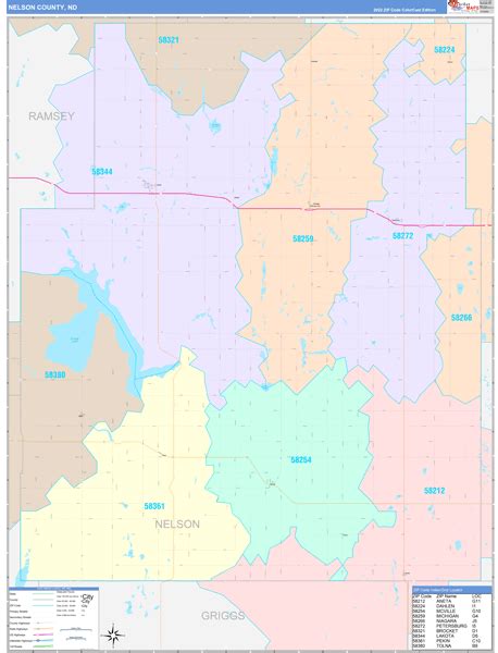 Nelson County, ND Wall Map Color Cast Style by MarketMAPS - MapSales