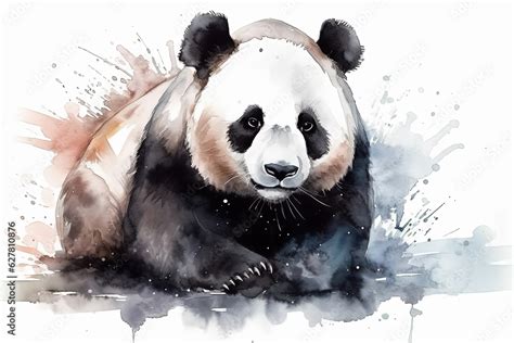 Watercolor panda illustration on white background Stock Illustration ...