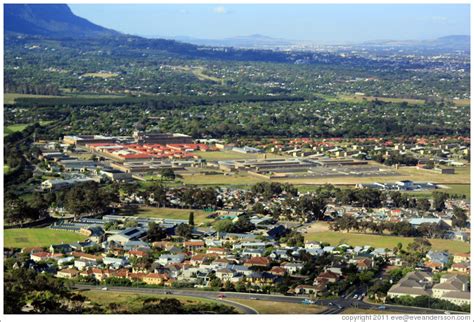 Cape Flats, including Pollsmoor Prison (the building with the red roof), one of the prisons ...