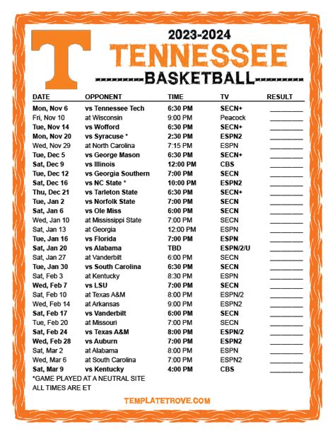 Vols 2025 Football Schedule Printable - Gabie Jocelyn