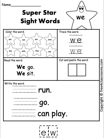 Free Sight Word Worksheet - (we) - Free Worksheets - Free4Classrooms