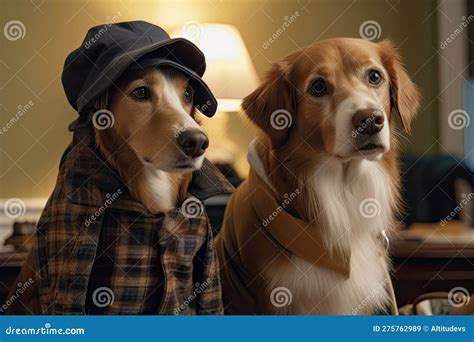 Cat and Dog in a Scene from Famous Detective Series, Solving the Crime ...