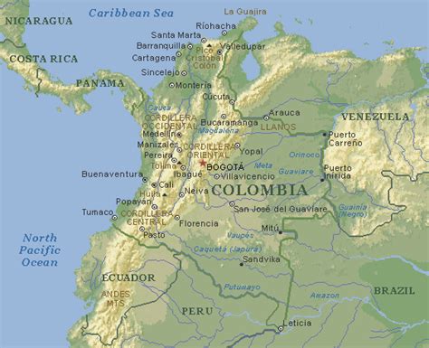 Colombia Map Rivers