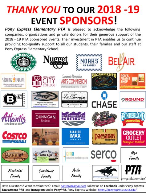 A big thank you to our 2018-19 PTA Event Sponsors and Supporters - Pony ...