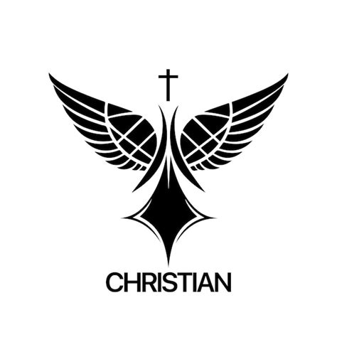 Premium Vector | Christian logo template with dove pigeon black and ...