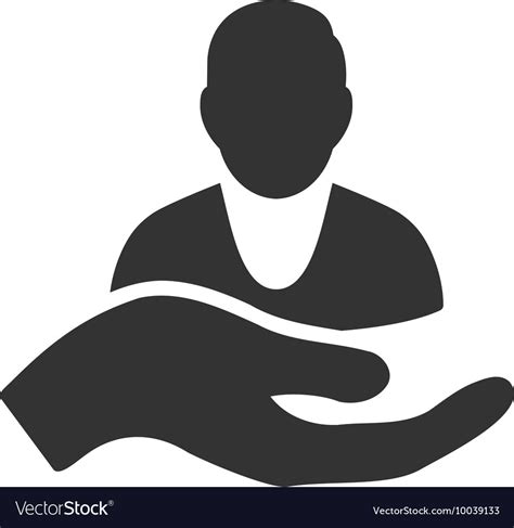 Client care hand flat icon Royalty Free Vector Image