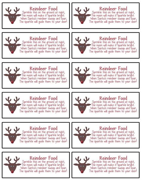 Magic Reindeer Food Printable Tags Free