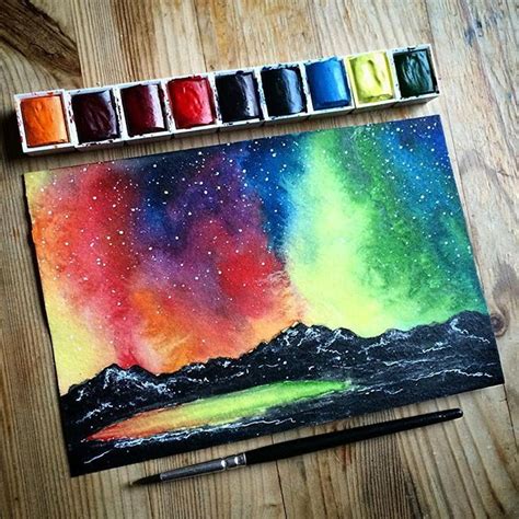 Aurora...Colorful watercolour painting on A6 paper... Hope you like and ...