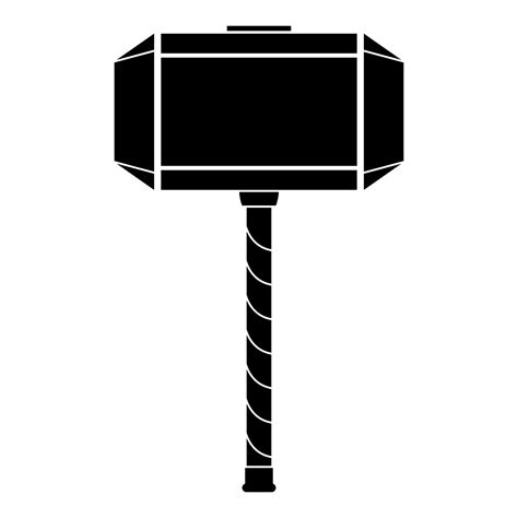 Thor's hammer Mjolnir icon black color vector illustration flat style image 5159539 Vector Art ...