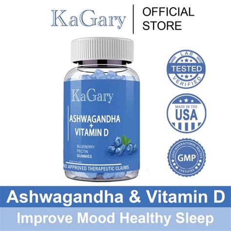 KaGary Ashwagandha Gummies Improve Sleep and Mood Relieve Fatigue Stress Anxiety Vitamin D Gummy ...