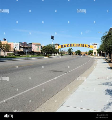 Bakersfield archway sign in Bakersfield, California, USA; local ...