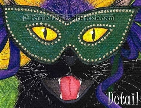 Cat Mardi Gras Art Black Cat Painting New Orleans Mask NOLA | Etsy