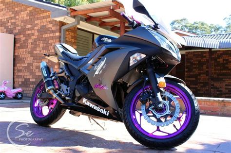 Kawasaki Ninja 300. Custom Bike in Black & Purple [saraaghelise photography] | Kawasaki ninja ...