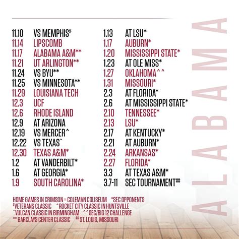 2017 Alabama Men's Basketball Schedule #RollTide | Alabama basketball, Louisiana tech, Alabama