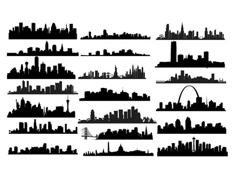 US City Skyline svg Skyline svg City Scape US Cities New | Etsy