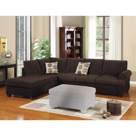 Luxurious And Plush 2-Piece Corduroy Sectional Sofa, Chocolate (Brown ...