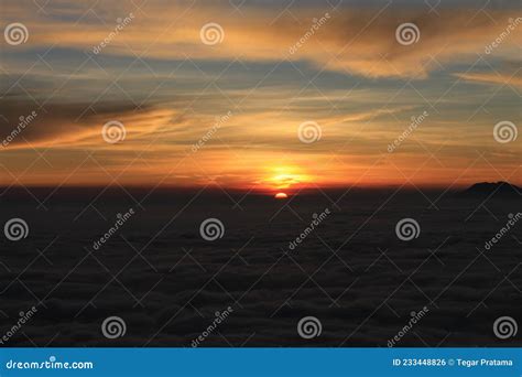 Mountain Sindoro Sunrise Time Stock Photo - Image of sunrise, mountain: 233448826