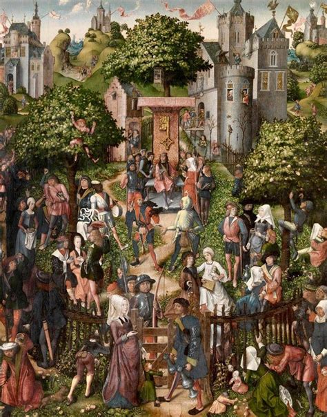 The Festival of the Archers set around the 1300s from the workshop of the Master of Frankfurt ...