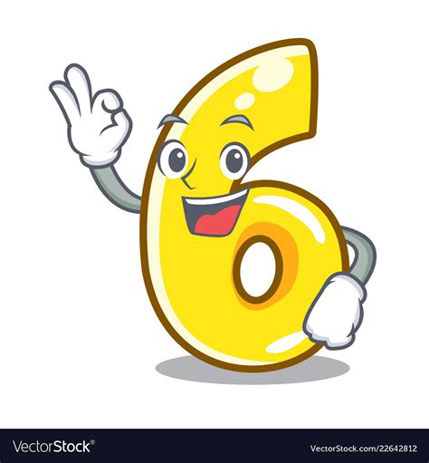 Okay cartoon number six on the road Royalty Free Vector