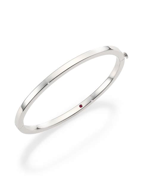 Roberto coin 18k White Gold Oval Bangle Bracelet in Metallic | Lyst