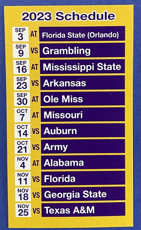 Lsu Football 2024 Schedule Printable Free - Brear Cissiee