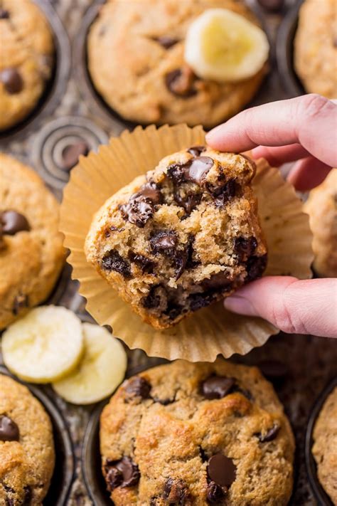 Healthier Banana Chocolate Chip Muffins - Baker by Nature