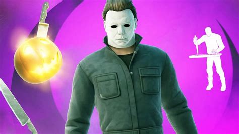 a man wearing a mask and holding a knife in front of a purple background with an orange ball