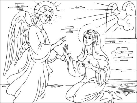 Angel Gabriel Visits Mary Coloring Pages