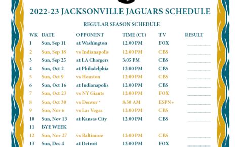 Jaguars Schedule 2023 Printable – Otosection