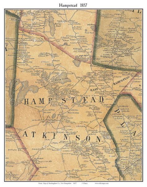 Hampstead, New Hampshire 1857 Old Town Map Custom Print - Rockingham Co. - OLD MAPS