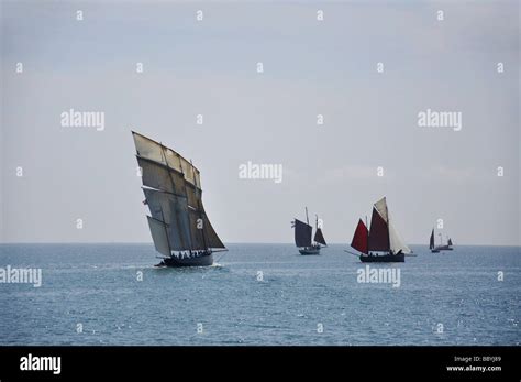 Vintage lugger boats, Looe Festival of the Sea, Looe, Cornwall, England ...