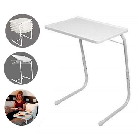 Portable Foldable TV Tray Table with Adjustable Height & 3 Tilt Angle ...