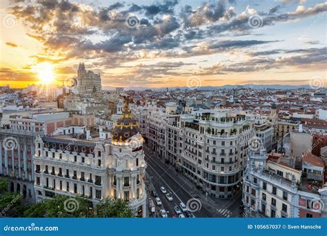 The Skyline of Madrid, Spain Stock Image - Image of building, monument ...