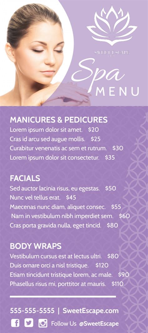 Purple Spa Menu Template | MyCreativeShop