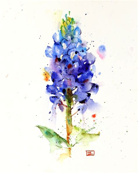 BLUEBONNET Watercolor Flower Print by Dean Crouser - Etsy | Watercolor ...