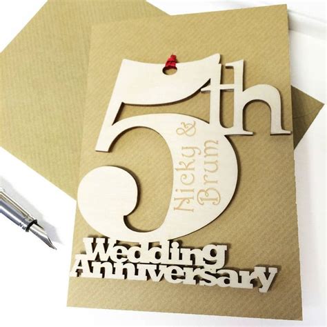 Greeting Card. Appealing Personalised 5th Wedding Anniversary Card ...