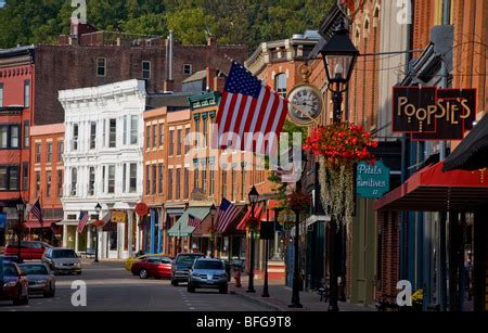 Shops in the historic downtown of Galena, Illinois a popular tourist ...