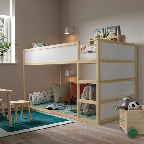 KURA Reversible bed, white/pine, 90x200 cm - IKEA