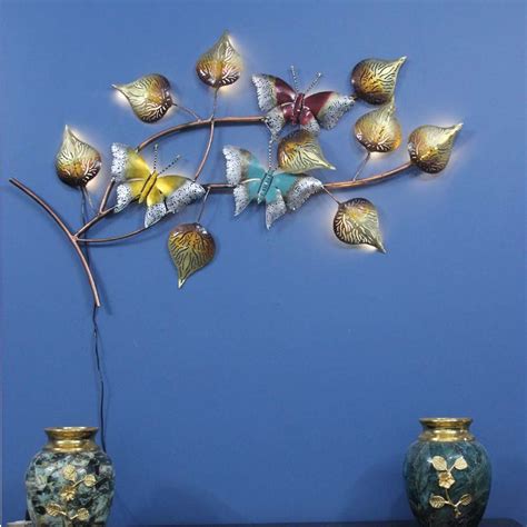 Colorful Metal Butterfly Wall Art LED Light Hanging | Multicolor 3D Butterfly Design with Wall ...