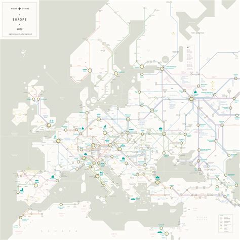 Map of night trains in Europe : europe