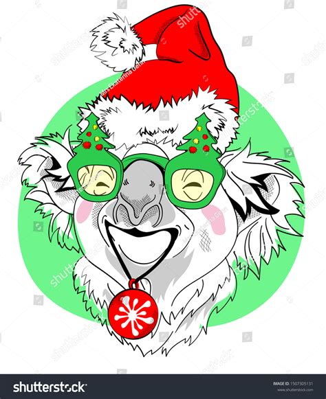 13 Line Drawing Of A Koala With Christmas Hat Stock Vectors, Images ...